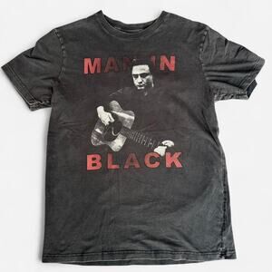 Johnny cash man in black graphic tee